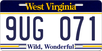 WV license plate 9UG071
