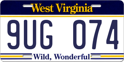 WV license plate 9UG074