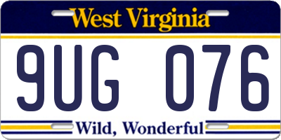 WV license plate 9UG076