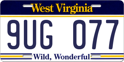 WV license plate 9UG077