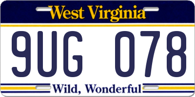 WV license plate 9UG078