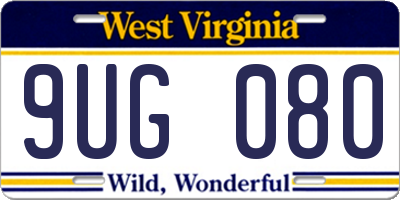 WV license plate 9UG080