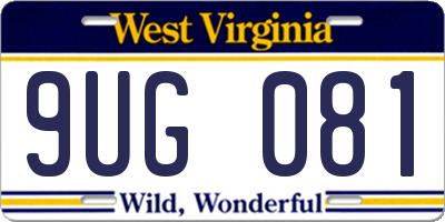 WV license plate 9UG081