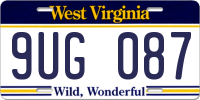 WV license plate 9UG087