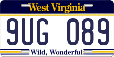 WV license plate 9UG089