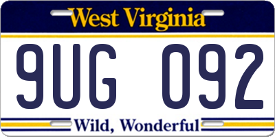 WV license plate 9UG092