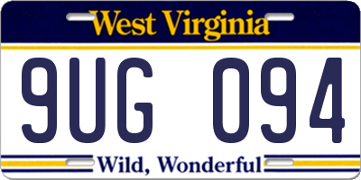 WV license plate 9UG094