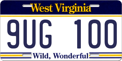 WV license plate 9UG100