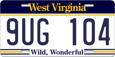 WV license plate 9UG104