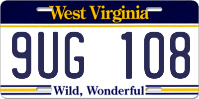 WV license plate 9UG108