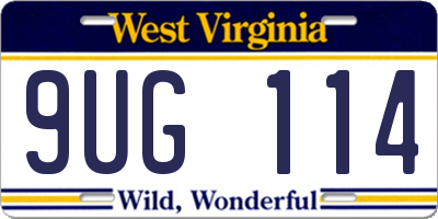 WV license plate 9UG114