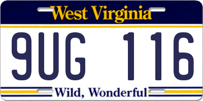 WV license plate 9UG116