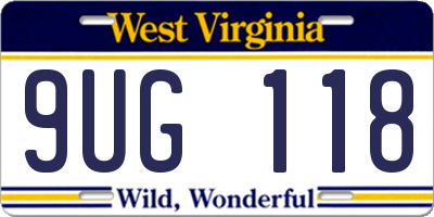 WV license plate 9UG118