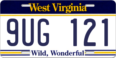 WV license plate 9UG121