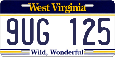 WV license plate 9UG125