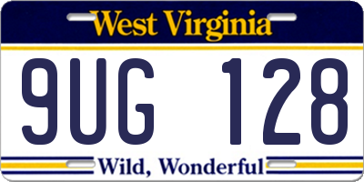 WV license plate 9UG128