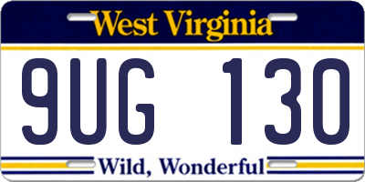 WV license plate 9UG130