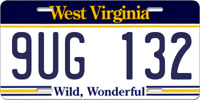 WV license plate 9UG132