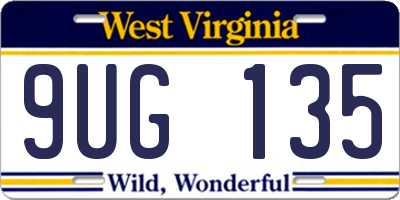WV license plate 9UG135