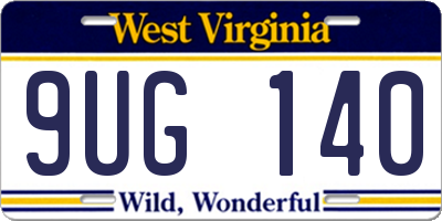WV license plate 9UG140