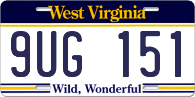 WV license plate 9UG151