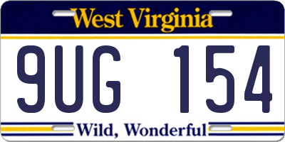 WV license plate 9UG154