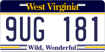 WV license plate 9UG181