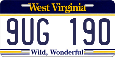 WV license plate 9UG190