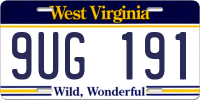 WV license plate 9UG191