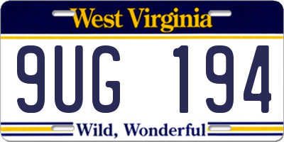 WV license plate 9UG194