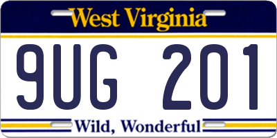 WV license plate 9UG201