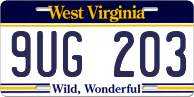 WV license plate 9UG203