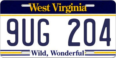 WV license plate 9UG204