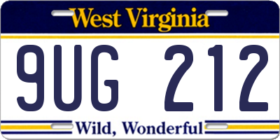 WV license plate 9UG212