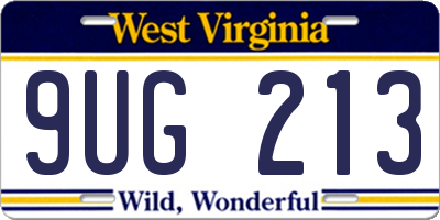 WV license plate 9UG213