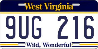 WV license plate 9UG216