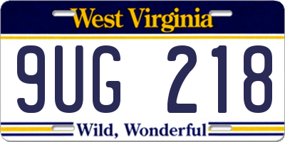WV license plate 9UG218