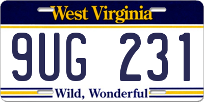 WV license plate 9UG231