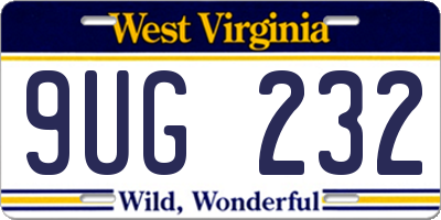 WV license plate 9UG232