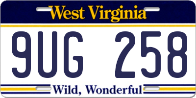 WV license plate 9UG258