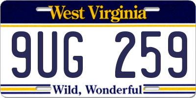 WV license plate 9UG259