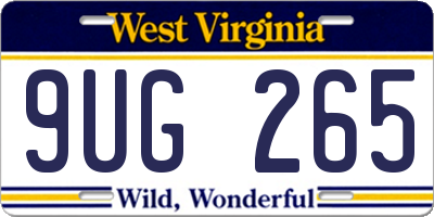 WV license plate 9UG265
