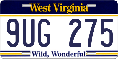 WV license plate 9UG275
