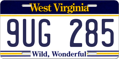 WV license plate 9UG285