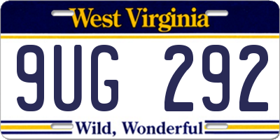 WV license plate 9UG292
