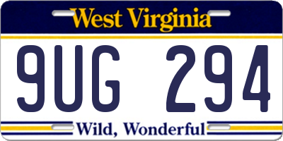WV license plate 9UG294