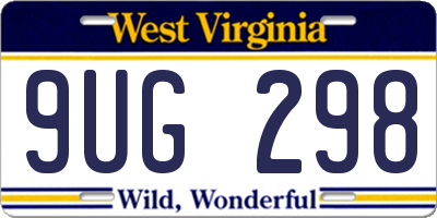 WV license plate 9UG298
