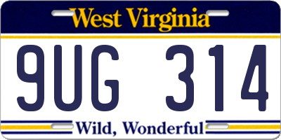 WV license plate 9UG314