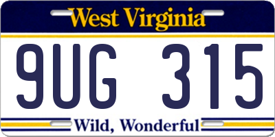 WV license plate 9UG315
