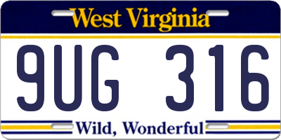 WV license plate 9UG316